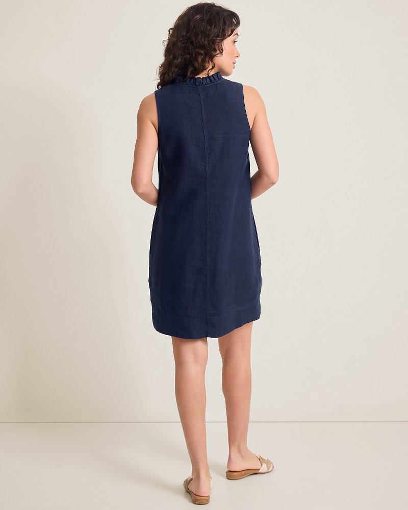 Thumbnail for Two Palms Double-Ruffle Linen Dress