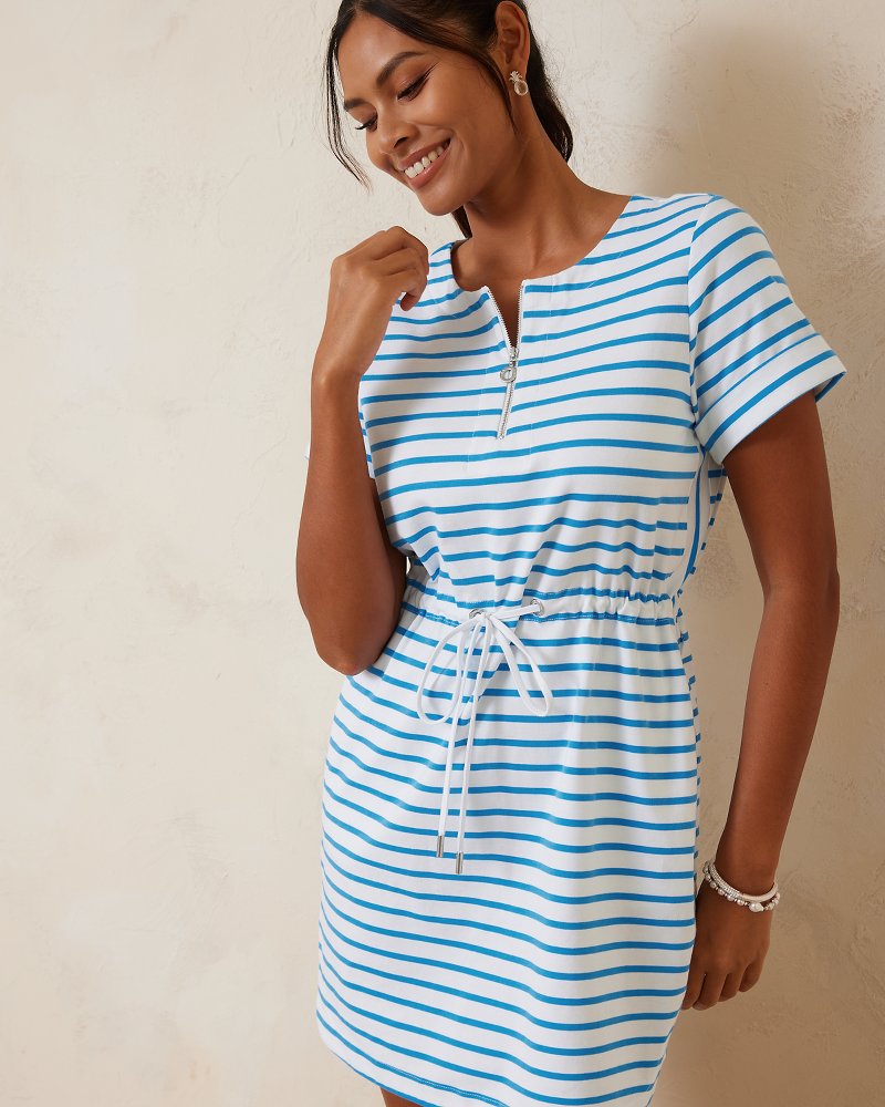 Jovanna Stripe Zip-Front Dress
