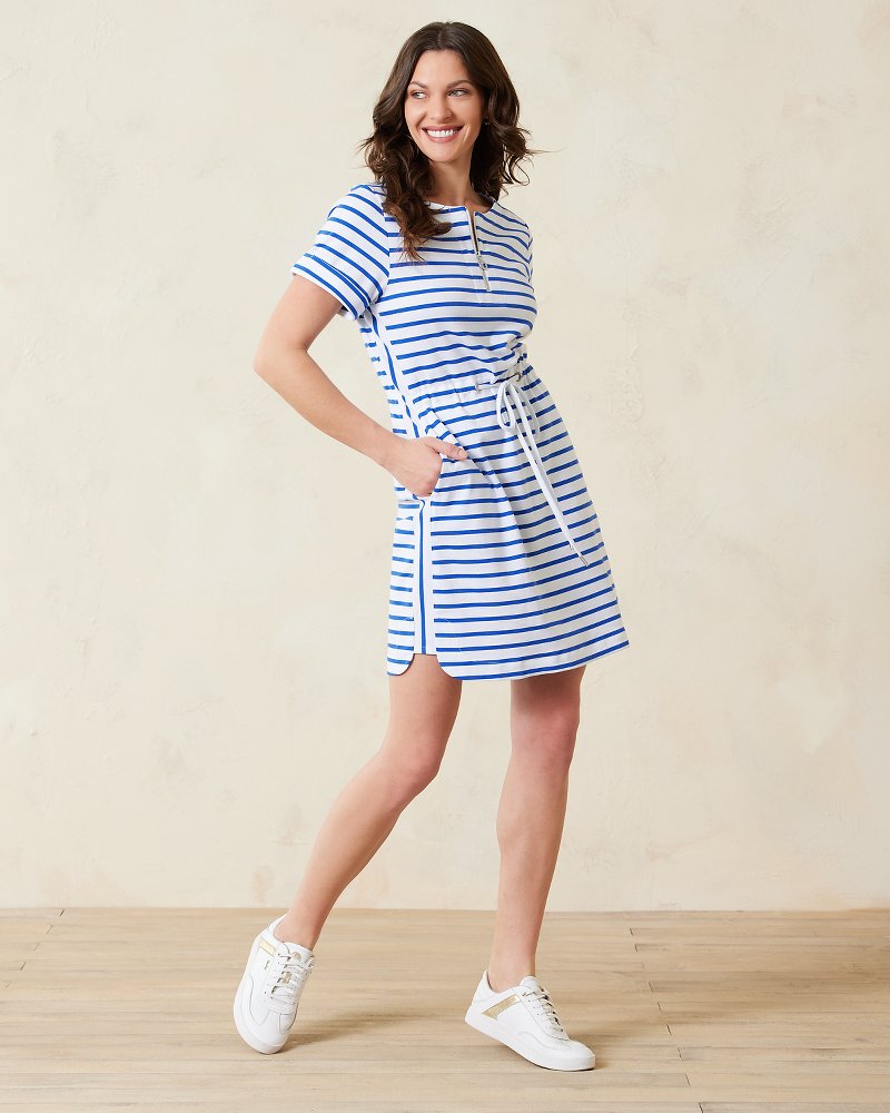 Jovanna Stripe Zip-Front Dress