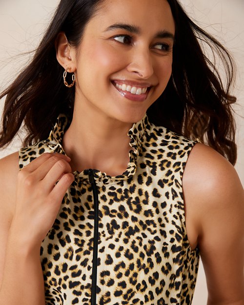 Aubrey Lovely Leopard IslandZone® Ruffle-Neck Dress