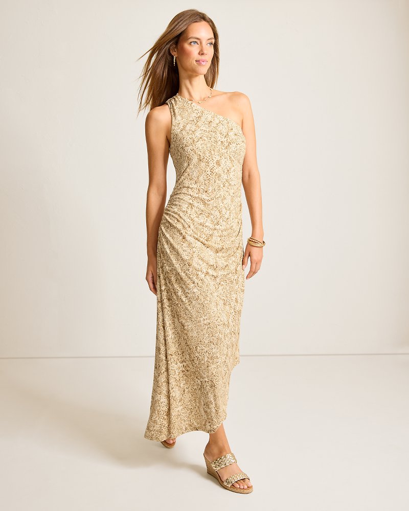 Playa Python Maxi One-Shoulder Dress