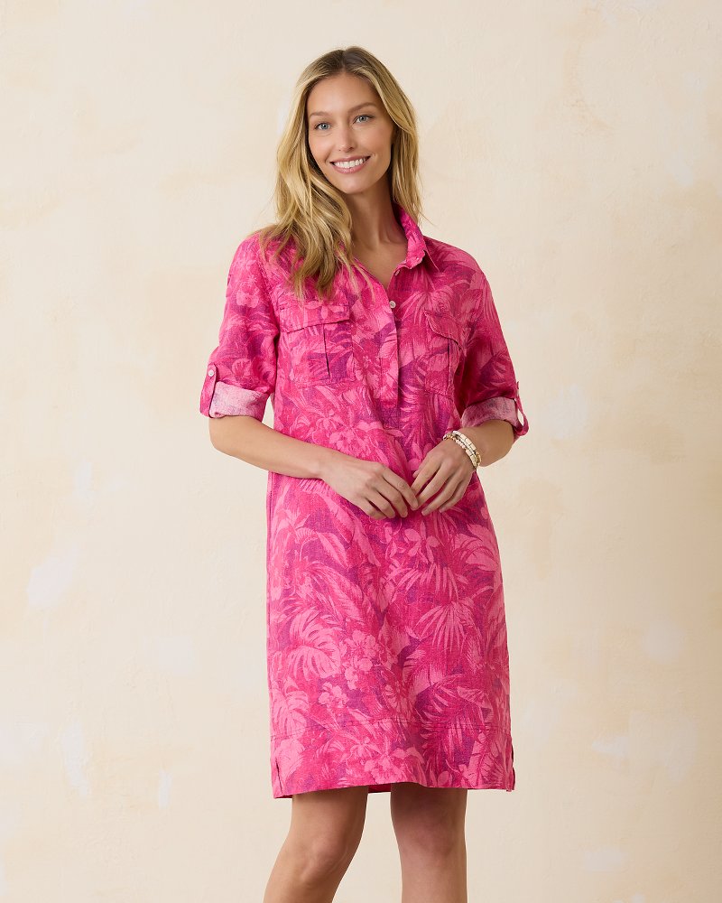 Coastalina Utility Paradise Palmera Linen Dress