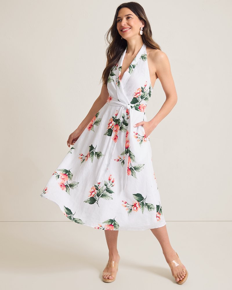 Thumbnail for Coastalina Linen Florentina Flourish Midi Dress