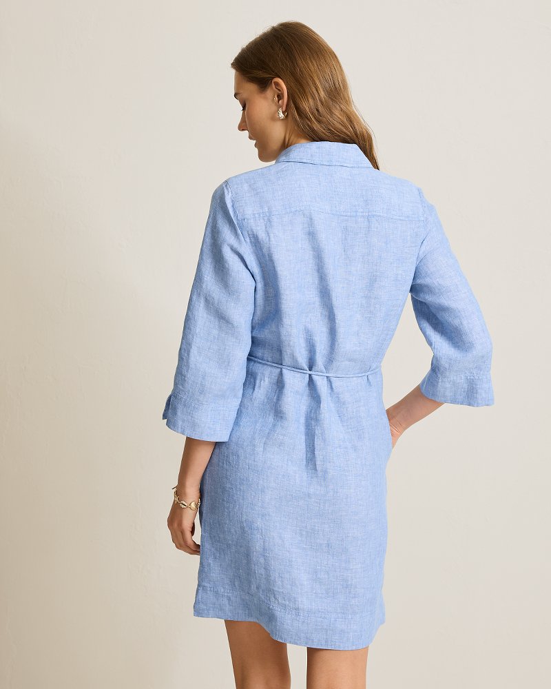 Thumbnail for Two Palms 3/4-Sleeve Linen Shift Dress