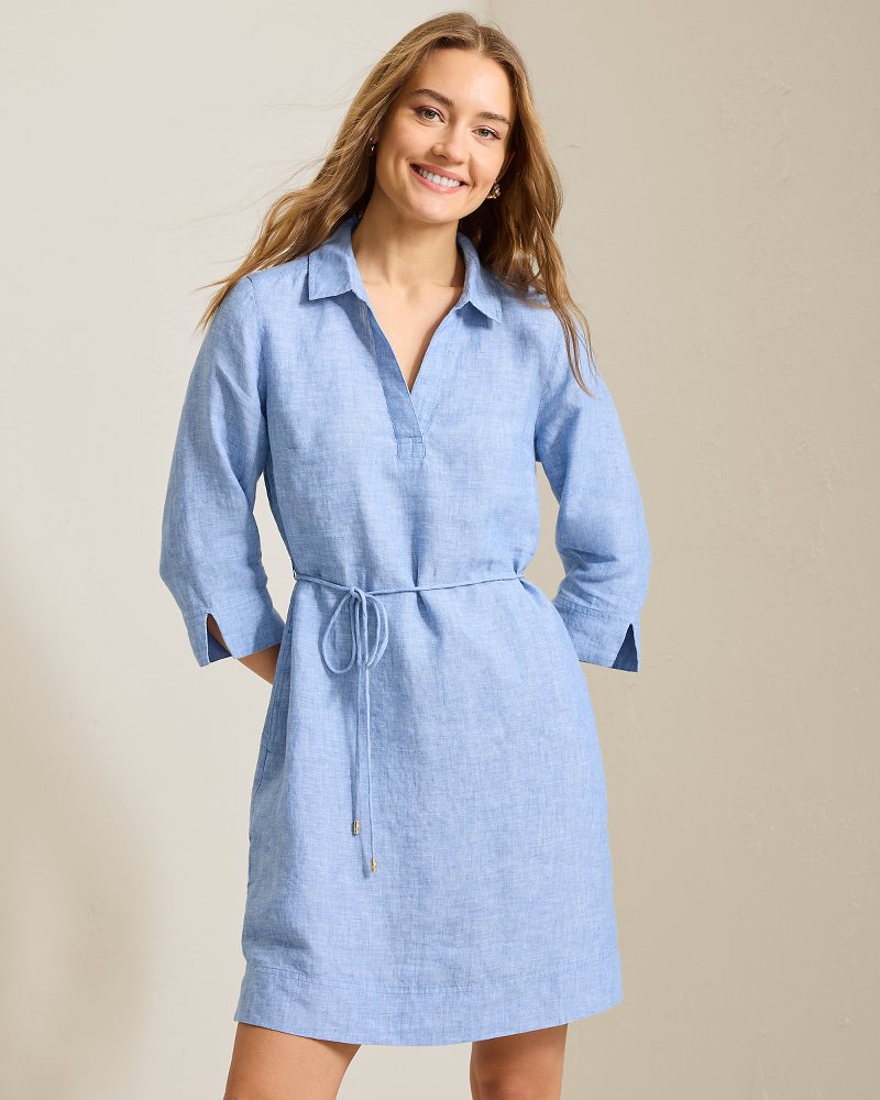 Thumbnail for Two Palms 3/4-Sleeve Linen Shift Dress