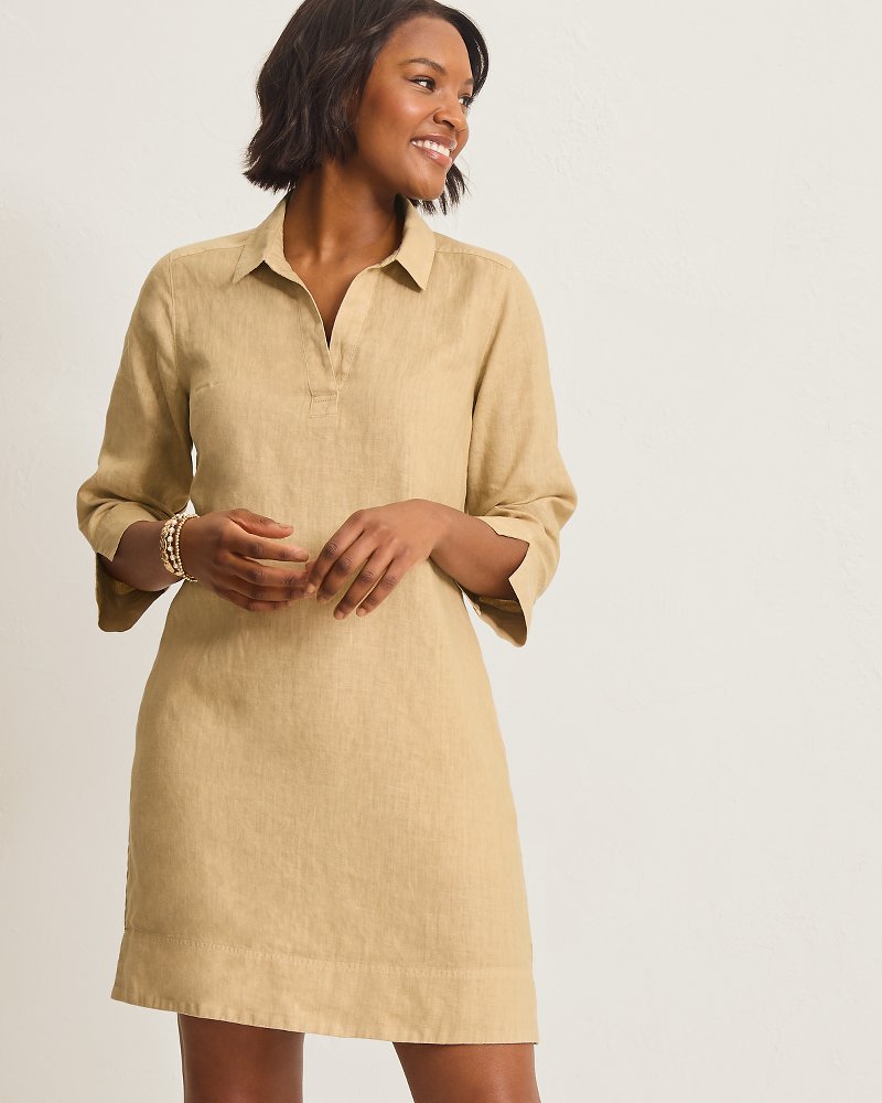 Thumbnail for Two Palms 3/4-Sleeve Linen Shift Dress