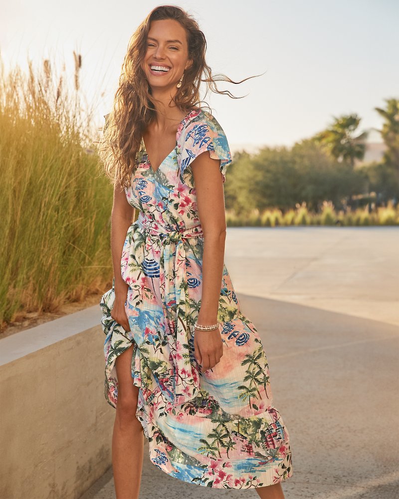 PARADISE SHORES SS MIDI DRESS