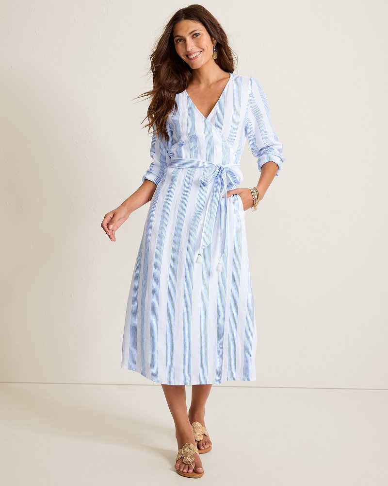 Coastalina Linen Bayside Isle Wrap Dress