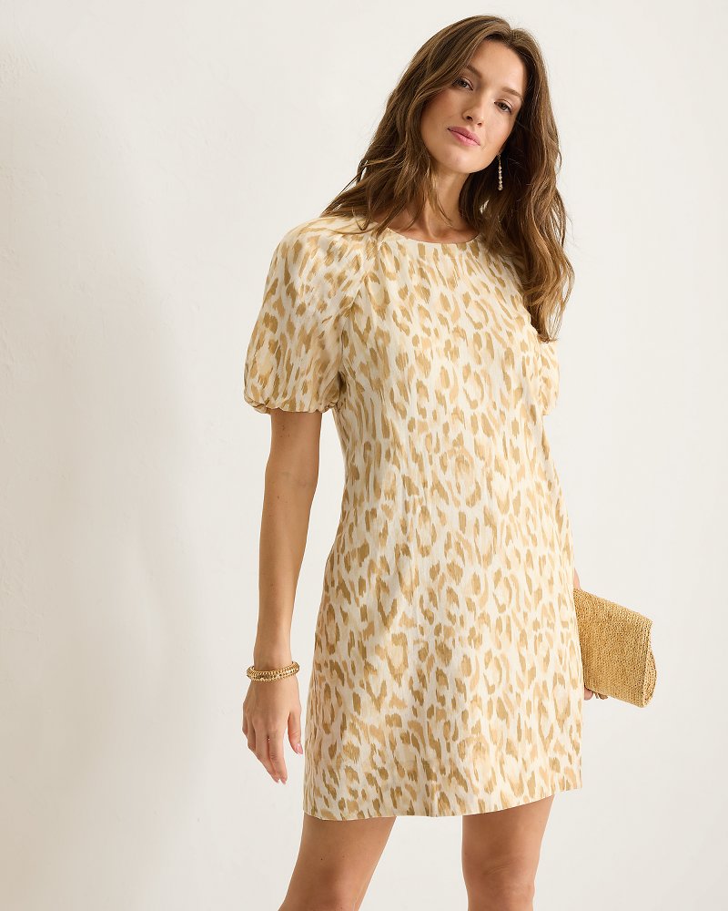 Cheetah Cove Linen-Blend Shift Dress