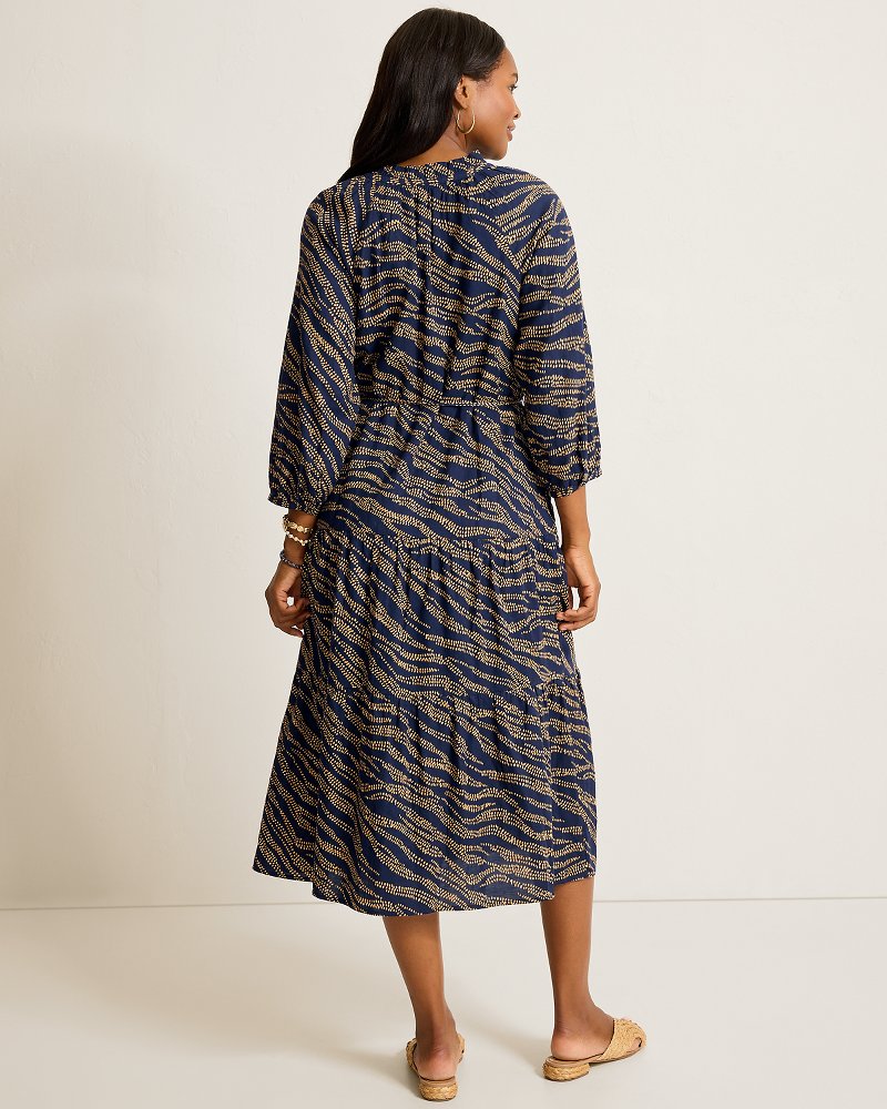 MAATEE&SONS ドゥルン　2 Zebra Bay 3/4-Sleeve Tiered Midi Dress