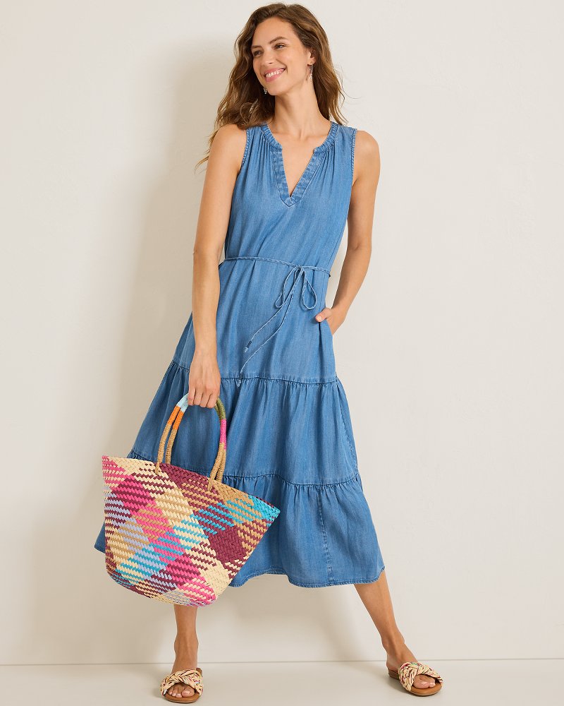 beach lunch lounge chambray dress Light Wash Chambray Mini Shirt Dress - All Dresses