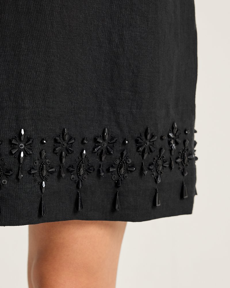 Two Palms Embellished Halter Linen Dress