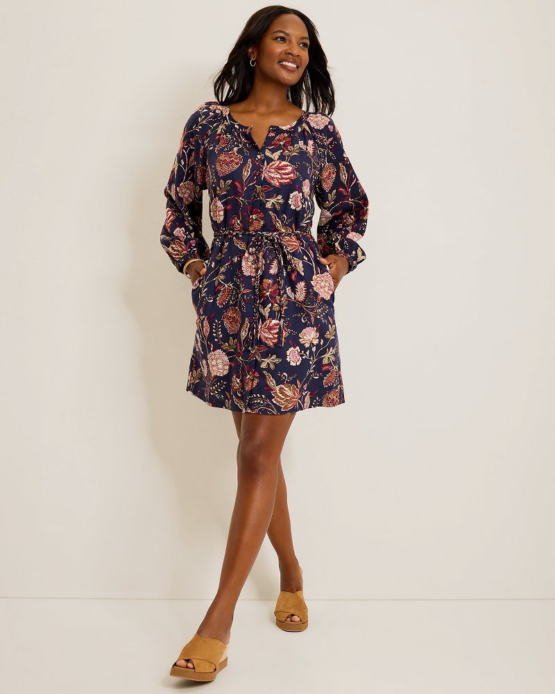 Exquisite Bloom Linen-Blend Shirt Dress