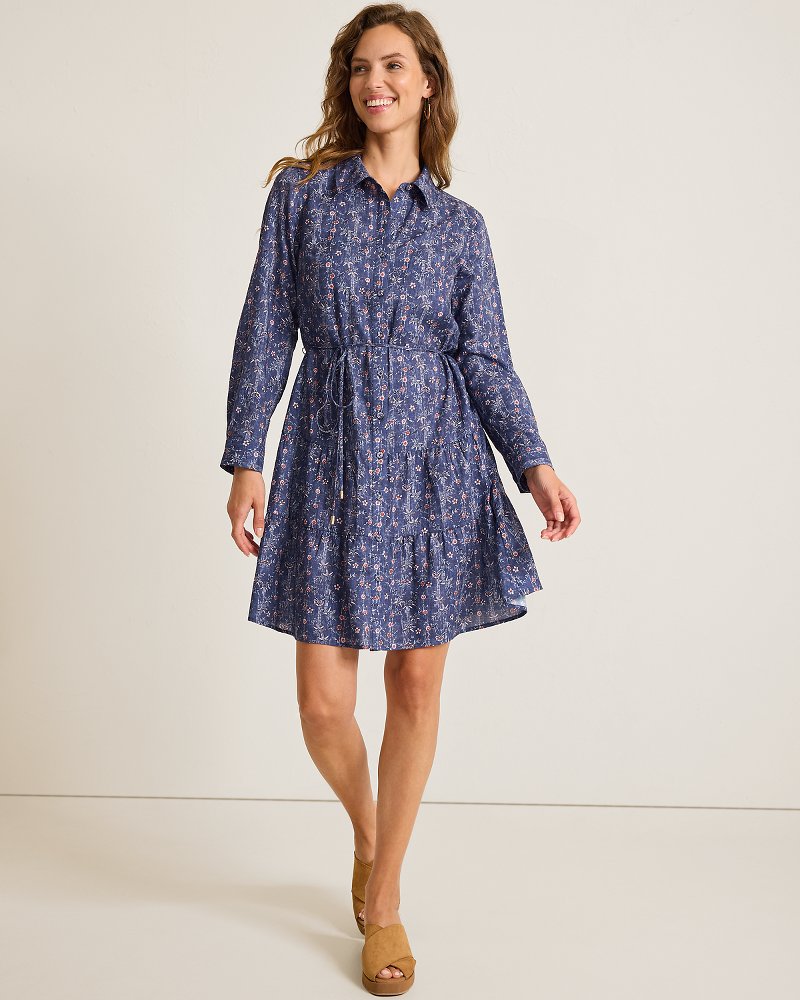 Blue Sea Flora Shirt Dress