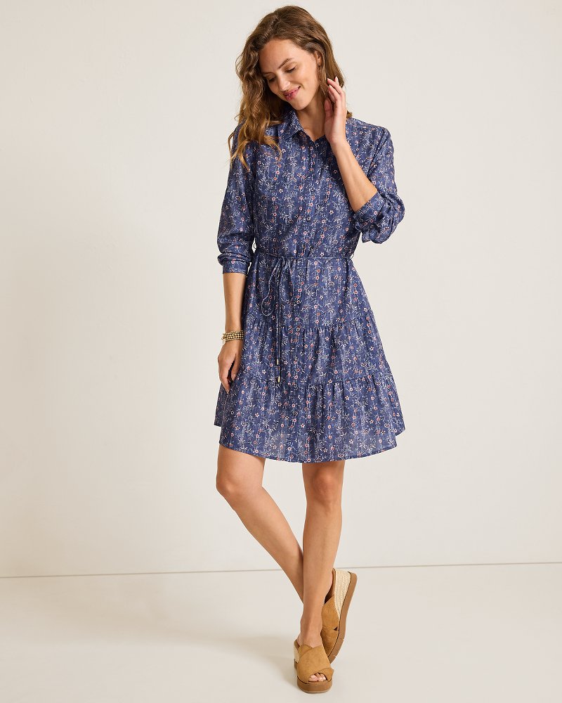 Blue Sea Flora Shirt Dress