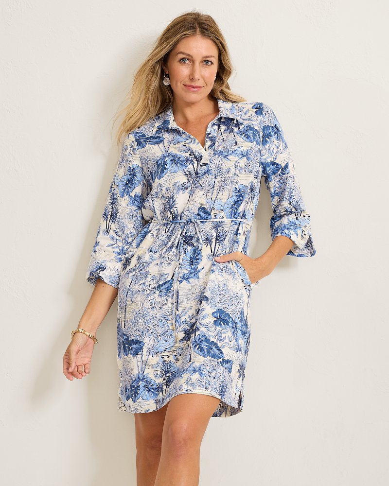Two Palms Botanical Breeze Linen Shift Dress