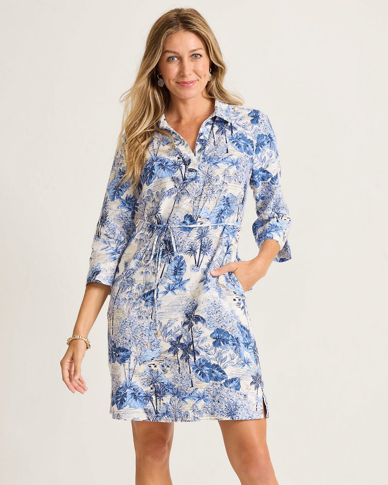 Two Palms Botanical Breeze Linen Shift Dress