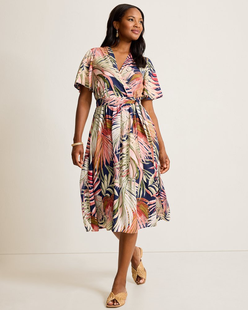 Palm Canyon Short-Sleeve Midi Dress