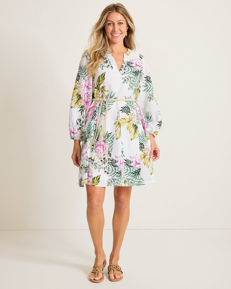 Coastalina Linen Petal of Luxury Long-Sleeve Short Dress