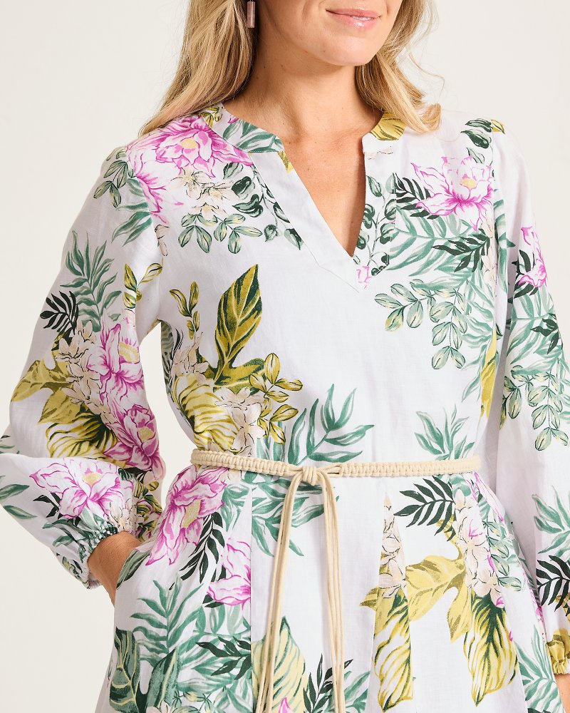 Coastalina Linen Petal of Luxury Long-Sleeve Short Dress