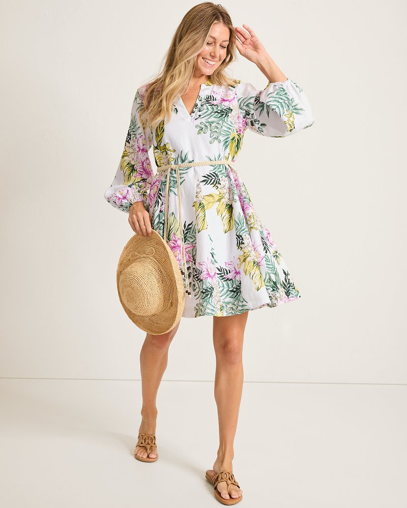 Coastalina Linen Petal of Luxury Long-Sleeve Short Dress
