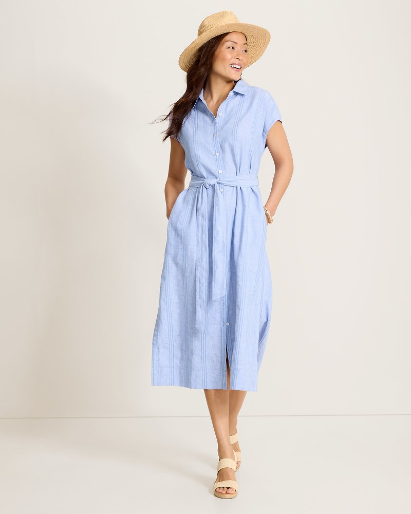 Summer Isle Midi Linen-Blend Shirt Dress