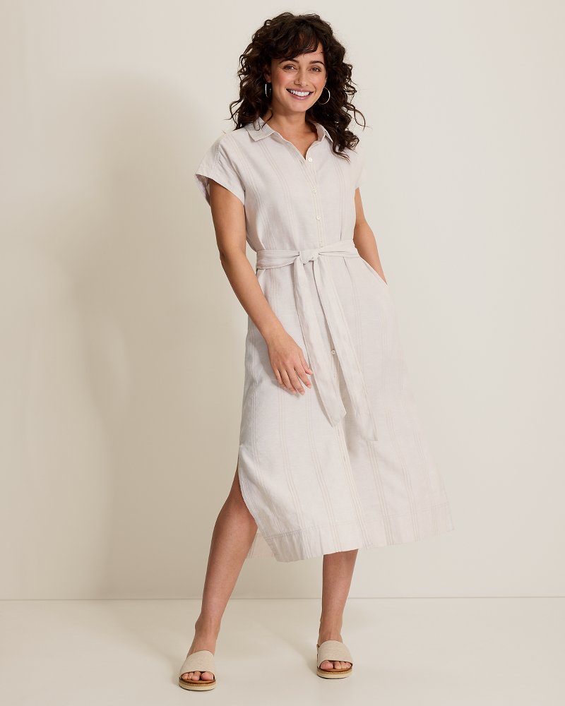 Summer Isle Midi Linen-Blend Shirt Dress