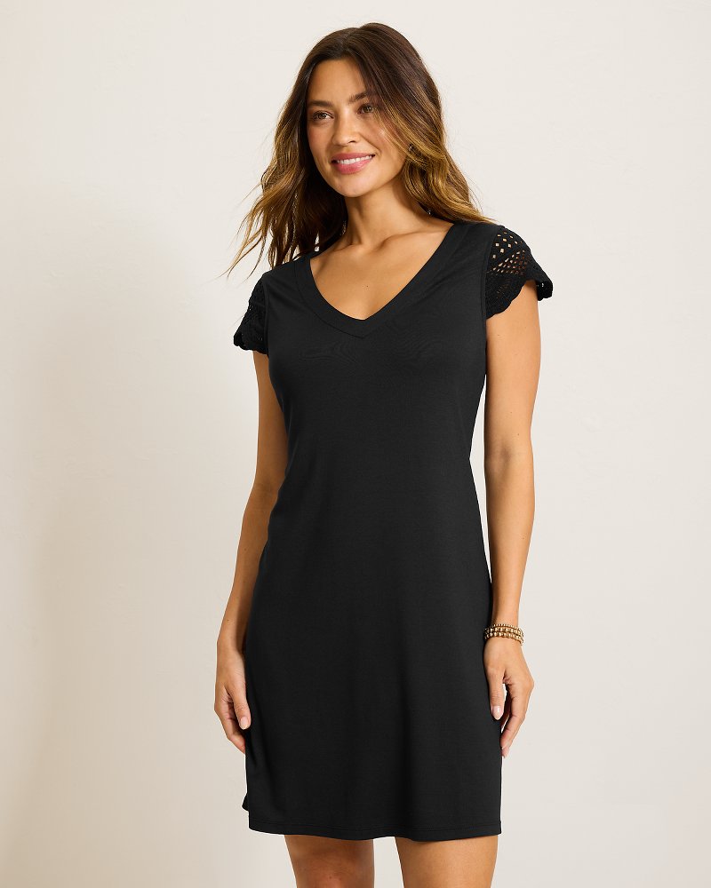 Darcy Faux Crochet-Sleeve Sheath Dress