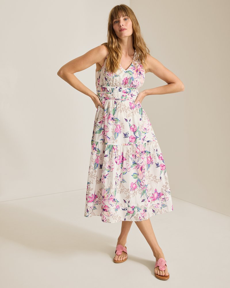 Voile Voyage Floral Gardens Midi Dress