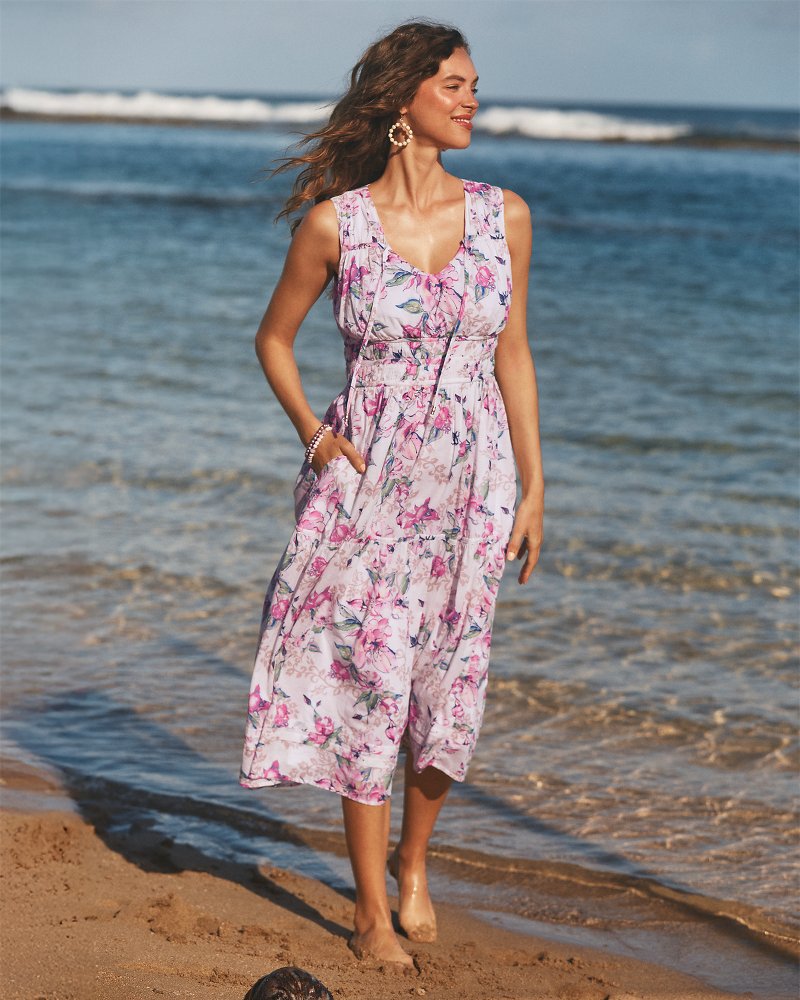 Voile Voyage Floral Gardens Midi Dress