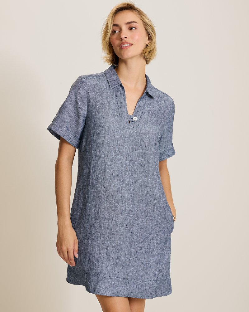 Two Palms Collared Linen Dress