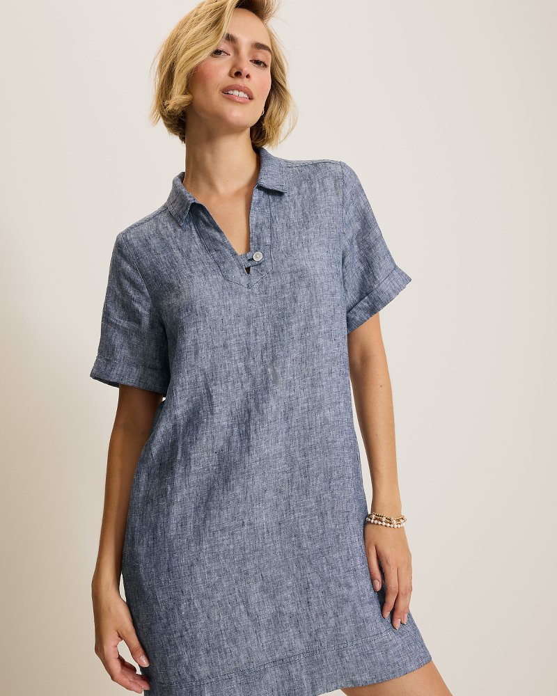 Two Palms Collared Linen Dress