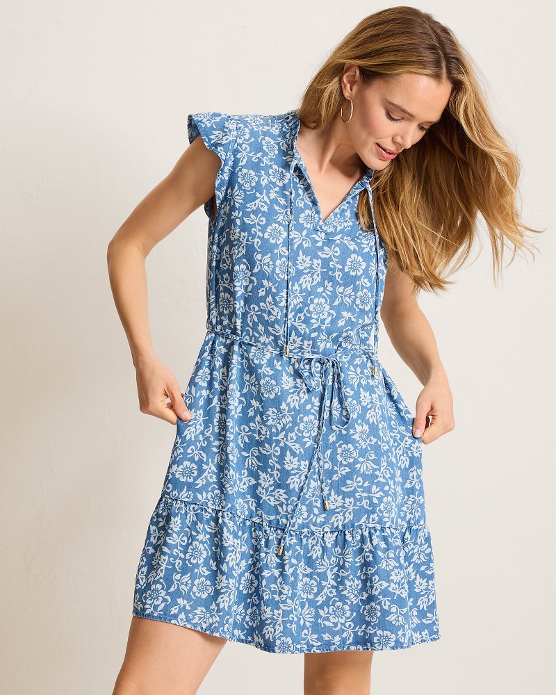 Chambray O'Lei Bahia Blooms Linen-Blend Dress