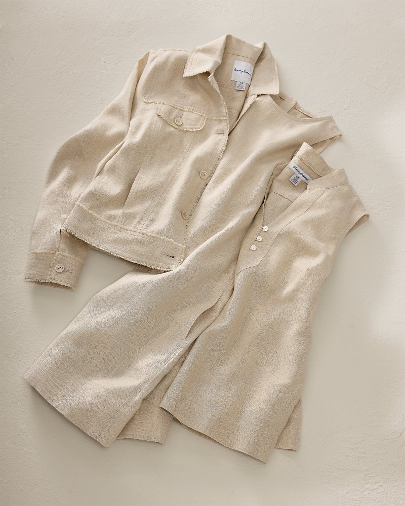 Two Palms Shimmer Linen Shift Dress