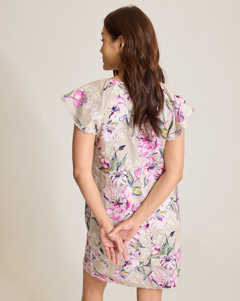linen shift dress with short sleeves Tuck Back Dress - Linen Shift Dress