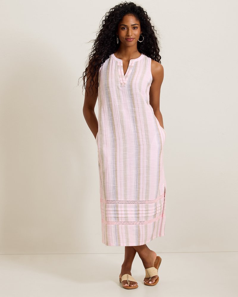 Island Gauze Stripe Midi Dress