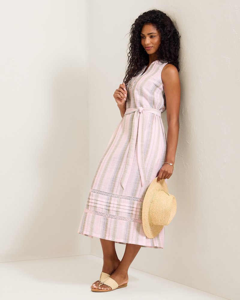 Island Gauze Stripe Midi Dress