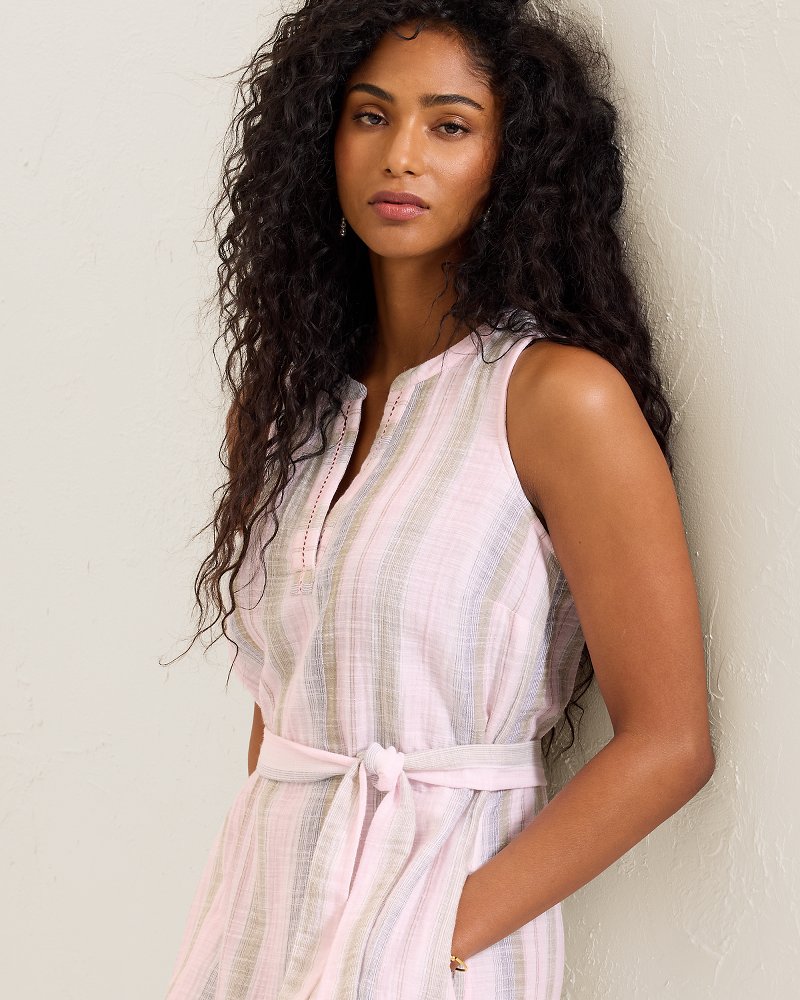 Island Gauze Stripe Midi Dress
