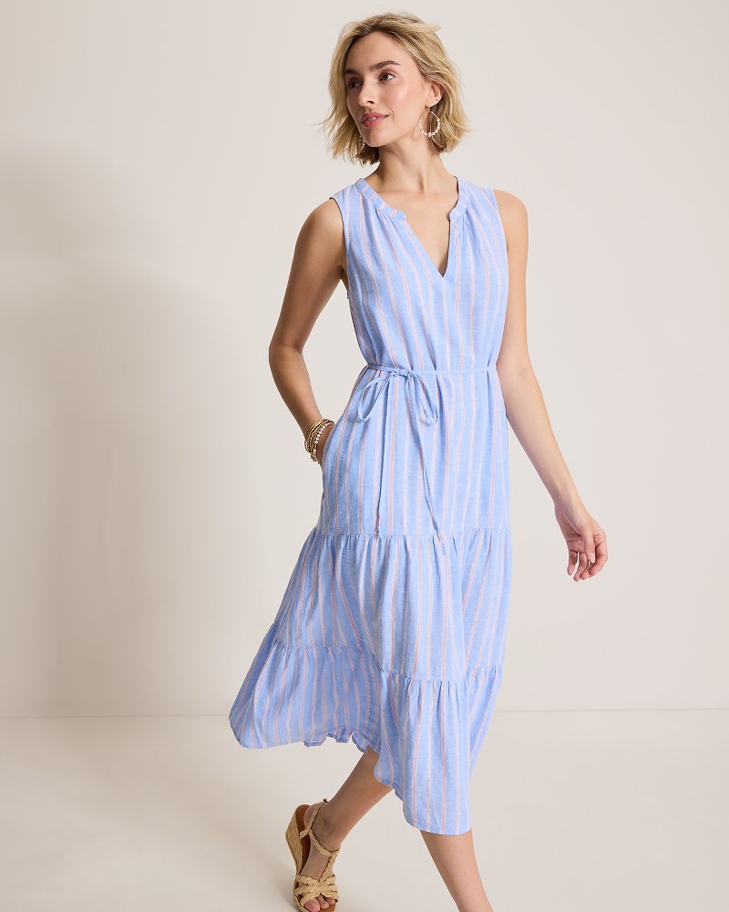 Palm Shores Sea Salt Bay Linen-Blend Sundress