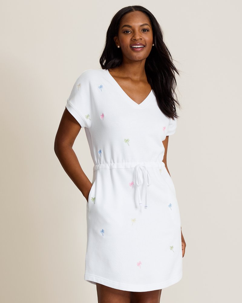 Marina Del Mar Palm Tree Cinch-Waist Dress
