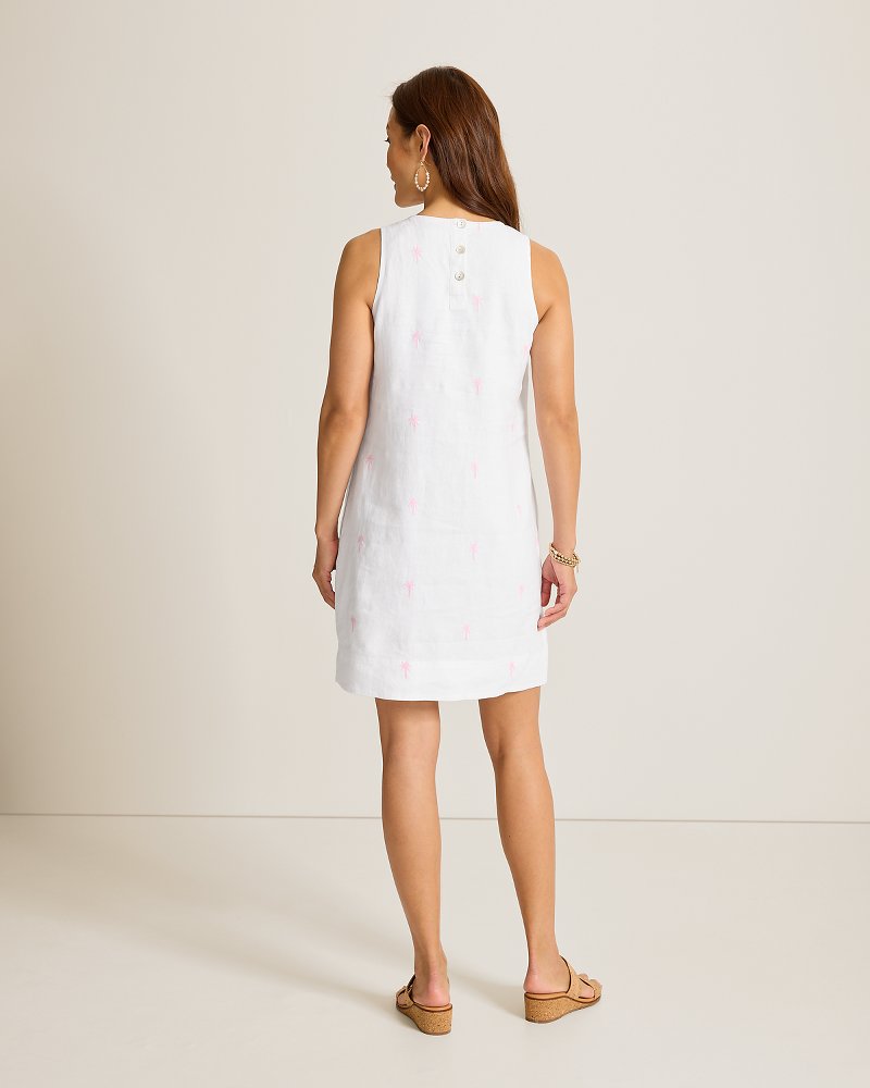 Tommy Bahama Women's Two Palms Embroidered Palm Linen Shift Dress - Cyber Light - Size XL