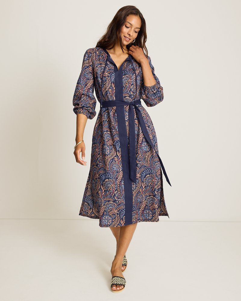 Marina Blooms Long-Sleeve Midi Dress