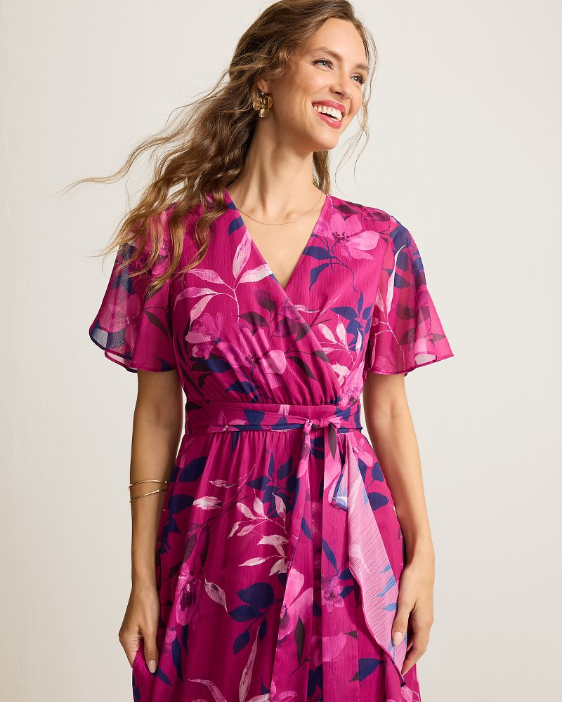 Sunset Shimmers Short-Sleeve Maxi Dress