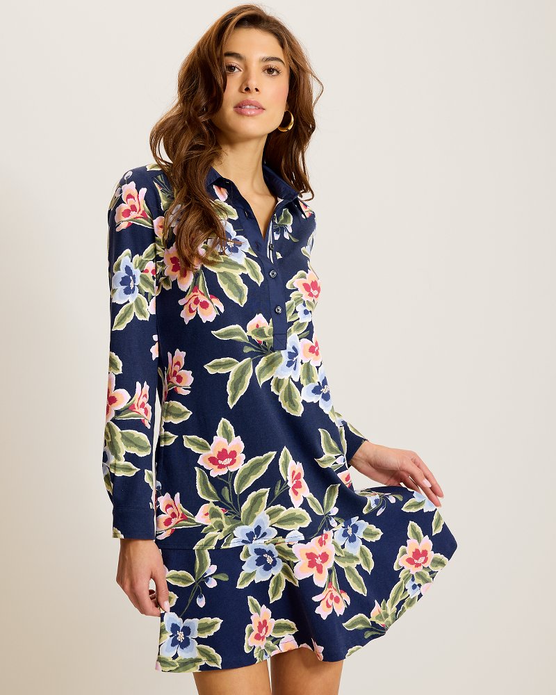 Islandscape Ocean Petals Long-Sleeve Short Dress