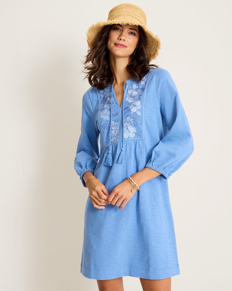 Sunset Harbor Embroidered Bib Dress