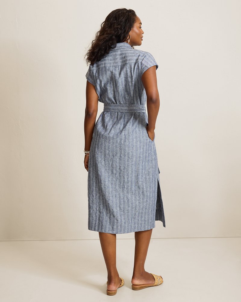 Textured Dobby Linen-Blend Midi Shirt Dress thumbnail 3
