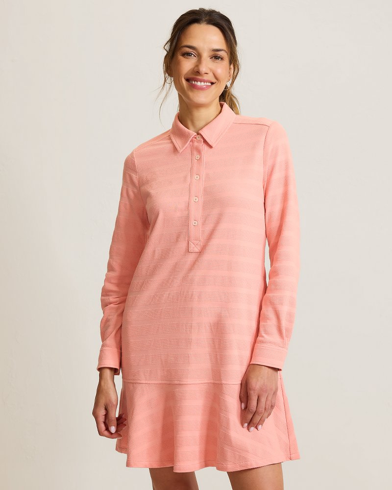 Dotted Jacquard Long-Sleeve Short Dress