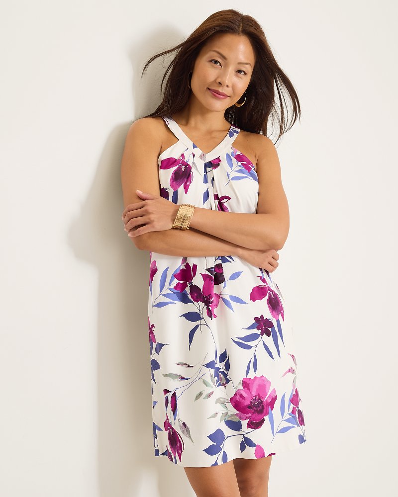 Sunset Shimmers Silk Halter Dress