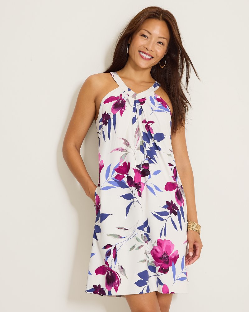 Sunset Shimmers Silk Halter Dress