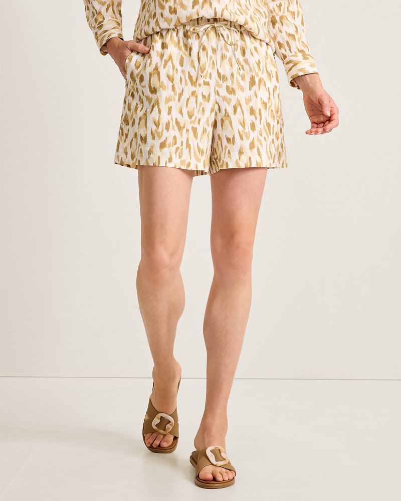 Two Palms Cheetah Cove High-Rise Linen Easy Shorts
